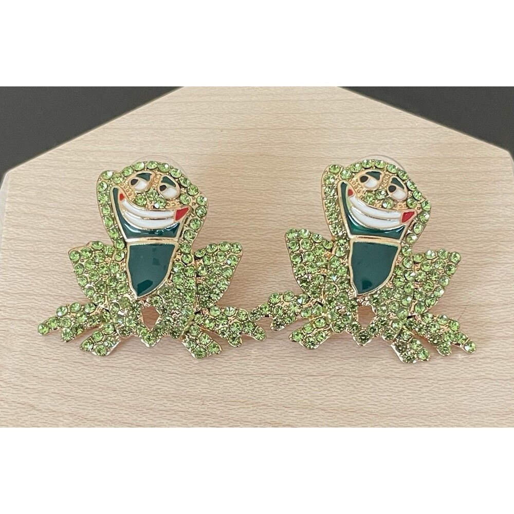 Princess And The Frog Green Rhinestone Earrings For Women Fashion Jewlery